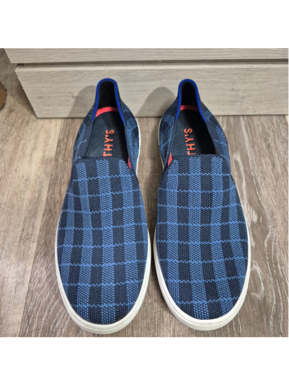 Rothy's Slip-On Sneakers in Blue Plaid
